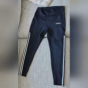 Adidas Womens Black Leggings with White Stripes